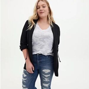 Black Modal Fleece Anorak